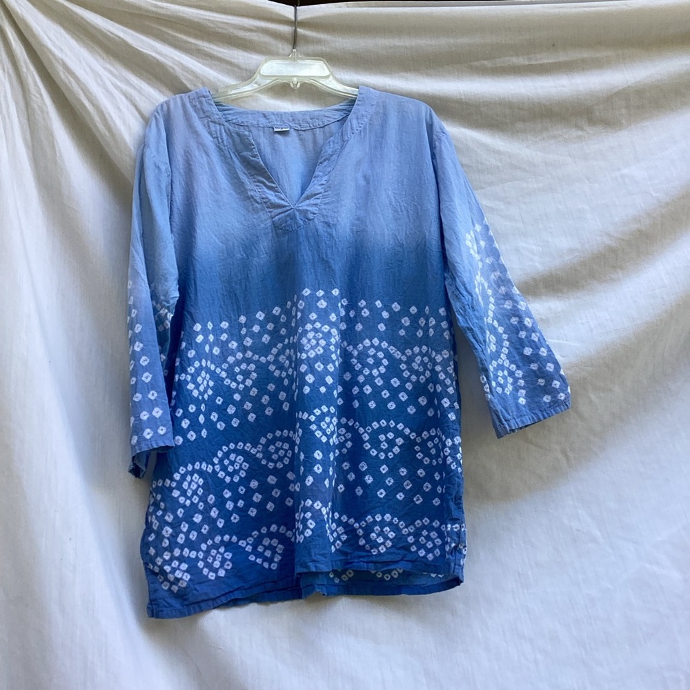Unbranded Blue and White casual bohemian made in India Women's Top, size XL